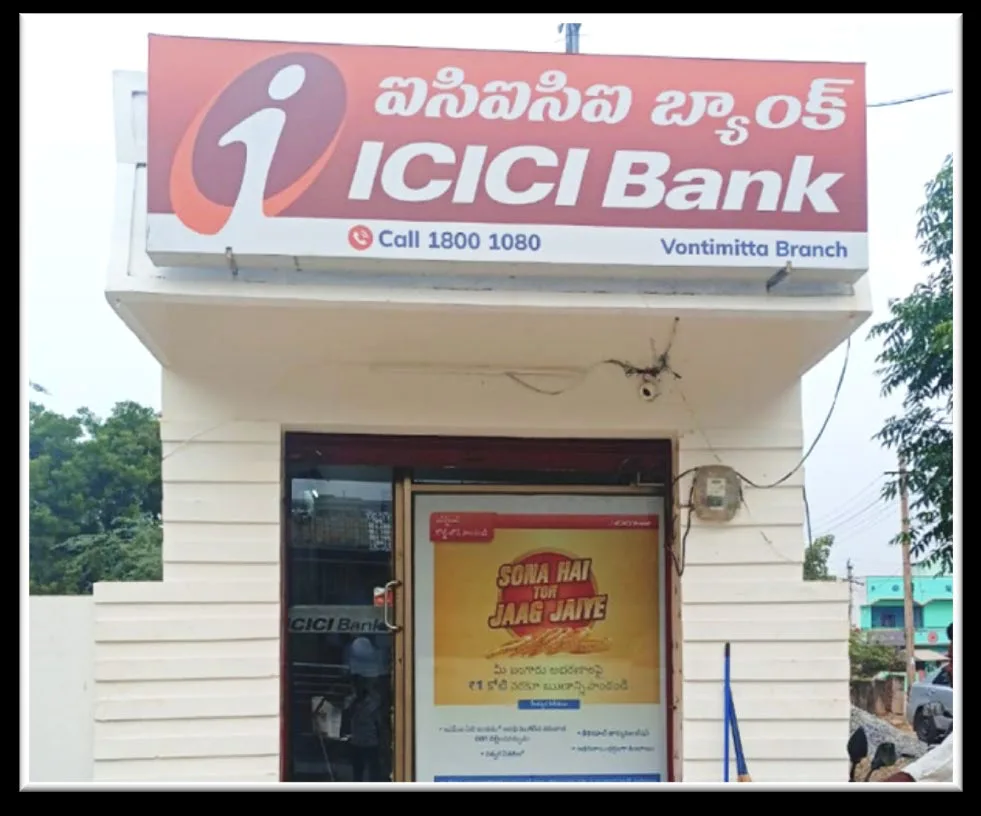ICICI Bank branch backlit signage in Tirupati by Shristi Advertising